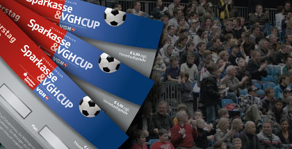 <b>Kartenvorverkauf für Sparkasse & VGH CUP 2013 gestartet</b>
Tageskarten, Dauerkarten und Gruppentickets sind ab sofort online unter www.sparkasse-vgh-cup.de verfügbar. Tageskarten sind ab 4 Euro, Dauerkarten für 33 Euro und Gruppenkarten ab 70 Euro er